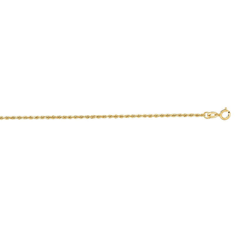 10K Gold 1.4mm Diamond Cut Solid Royal Rope Chain