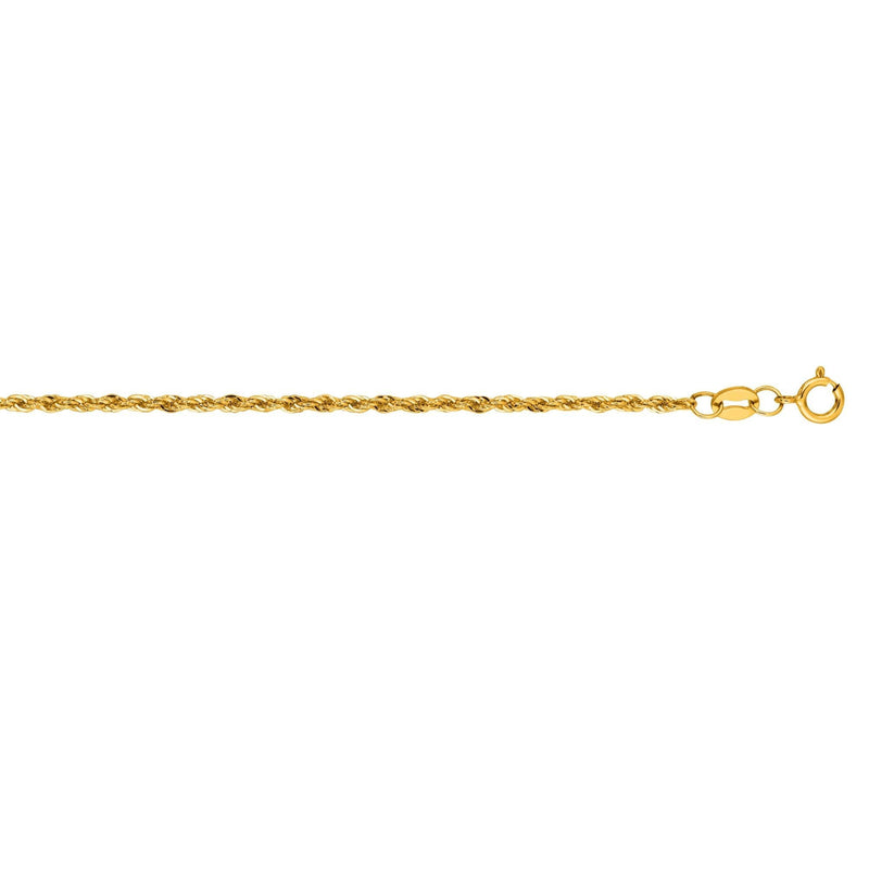 10K Gold 1.5mm Diamond Cut Lite Rope Chain 