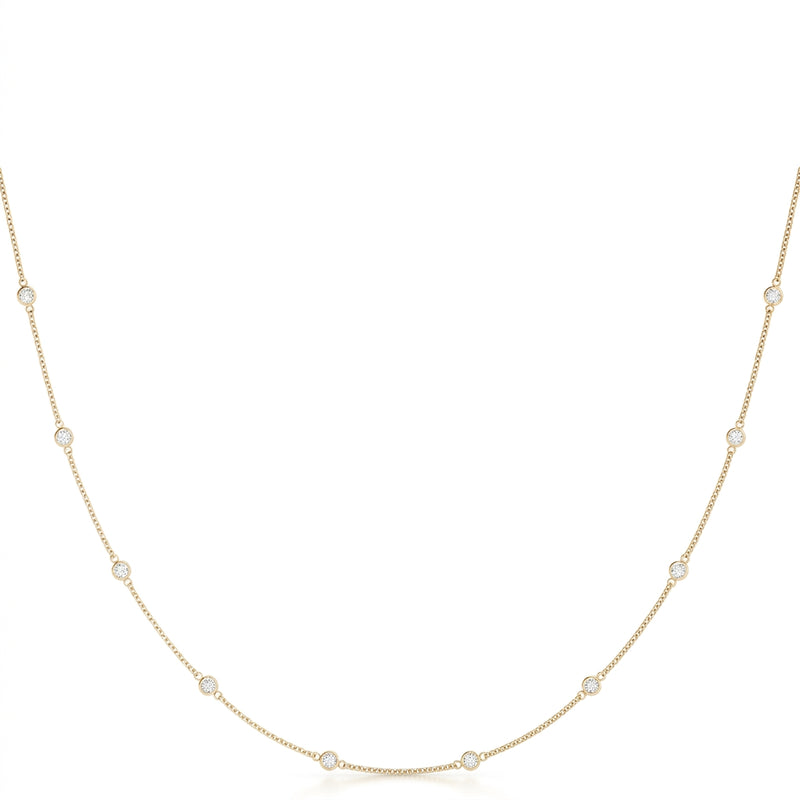 .040 (1.4mm) Dia Station Necklace — 1 1/4 ctw — Yellow Gold