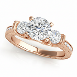 1 1/2 ctw Round Three Stone Engagement Ring (50529-E) — Rose Gold