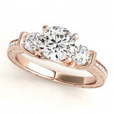 1 1/2 ctw Round Three Stone Engagement Ring (50529-E) — Rose Gold