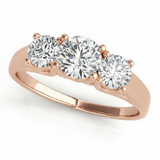 1 1/3 ctw Three-Stone Engagement Ring (Round Center) — Rose Gold