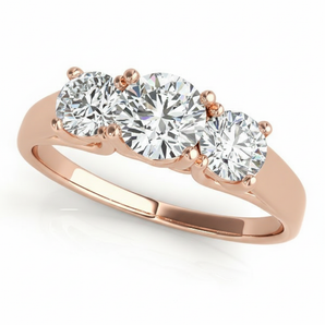 1 1/3 ctw Three-Stone Engagement Ring (Round Center) — Rose Gold