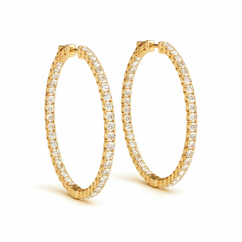1 ctw 1.1 Inch 4 Prong Round Hoop — Yellow Gold