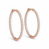 1 ctw 1.1 Inch 4 Prong Round Hoop — Rose Gold