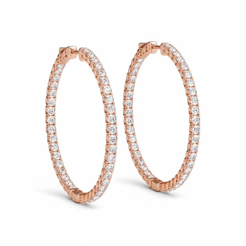 1 ctw 1.1 Inch 4 Prong Round Hoop — Rose Gold