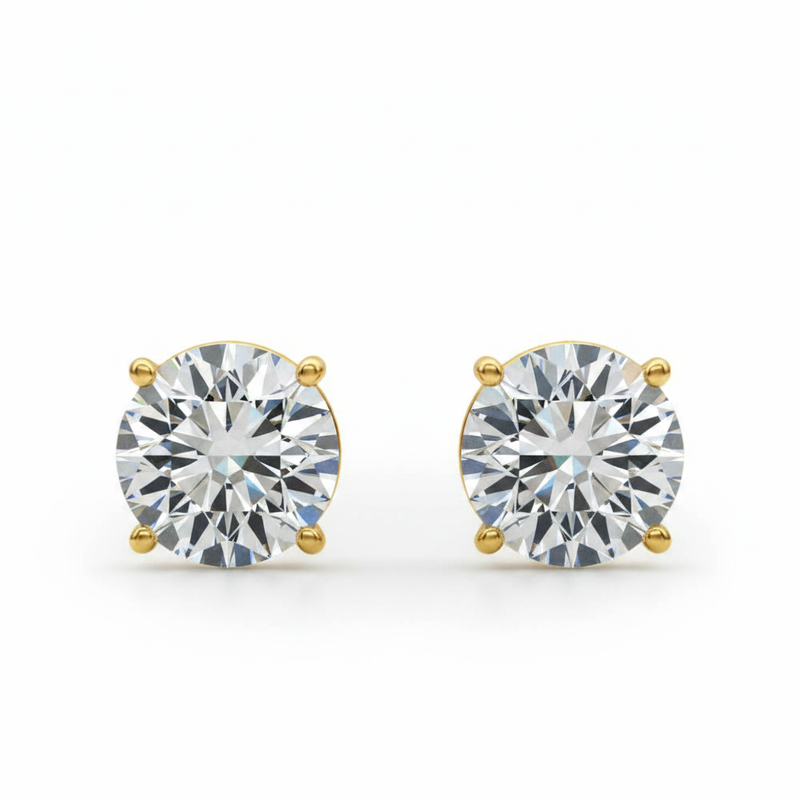 (1/2 Cttw) 1/4ct 4 Prong Wire Stud Earring — Yellow Gold