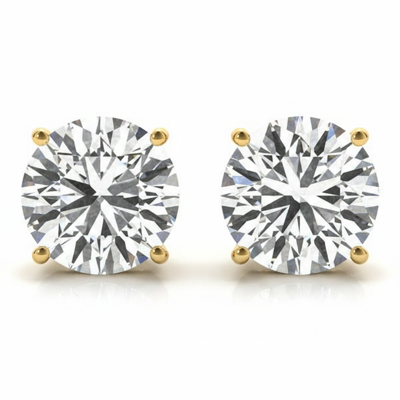(1/2 Cttw) .25 Ct 4 Prong Wire Earrings — Yellow Gold