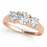 1/2 ctw Three-Stone Engagement Ring (Round Center) — Rose Gold