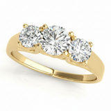 1/2 ctw Three-Stone Engagement Ring (Round Center) — Yellow Gold