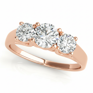 1/2 ctw Three-Stone Engagement Ring (Round Center) — Rose Gold