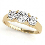 1/2 ctw Three-Stone Engagement Ring (Round Center) — Yellow Gold