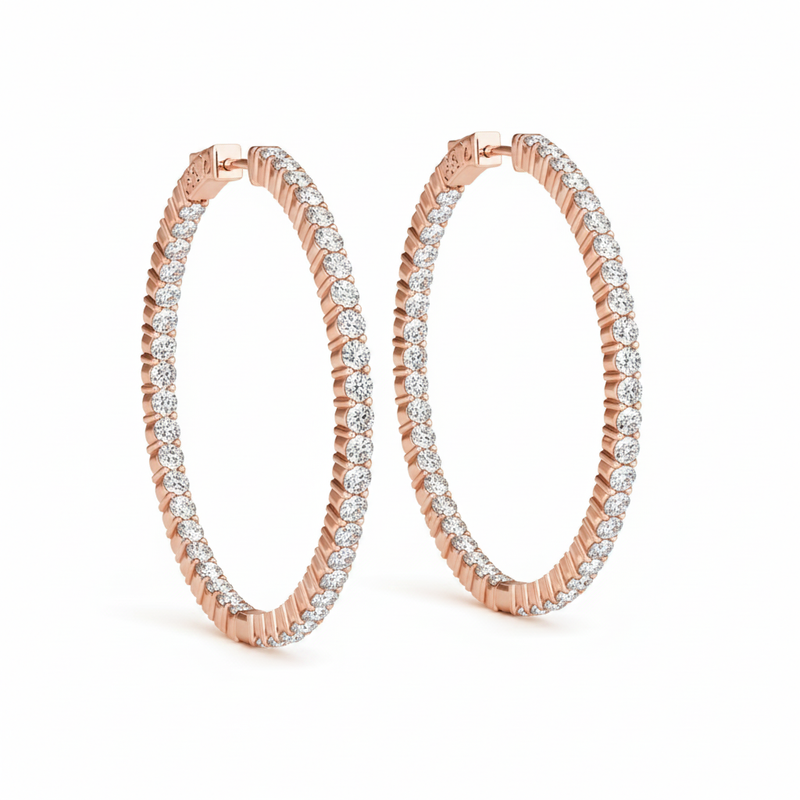 2 1/5 ctw 1.2 Inch 2 Prong Round Hoop Open Back — Rose Gold