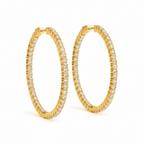 2 1/5 ctw 1.2 Inch 2 Prong Round Hoop Open Back — Yellow Gold