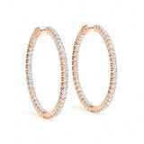 2 1/5 ctw 1.2 Inch 2 Prong Round Hoop Open Back — Rose Gold