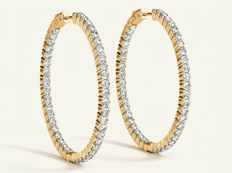 2 1/5 ctw 1.2 Inch 2 Prong Round Hoop Open Back — Yellow Gold