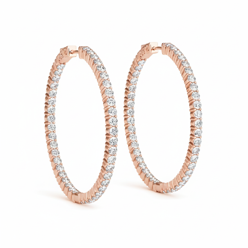 2 1/2 ctw 1.2 Inch 2 Prong Round Hoop-open Back — Rose Gold