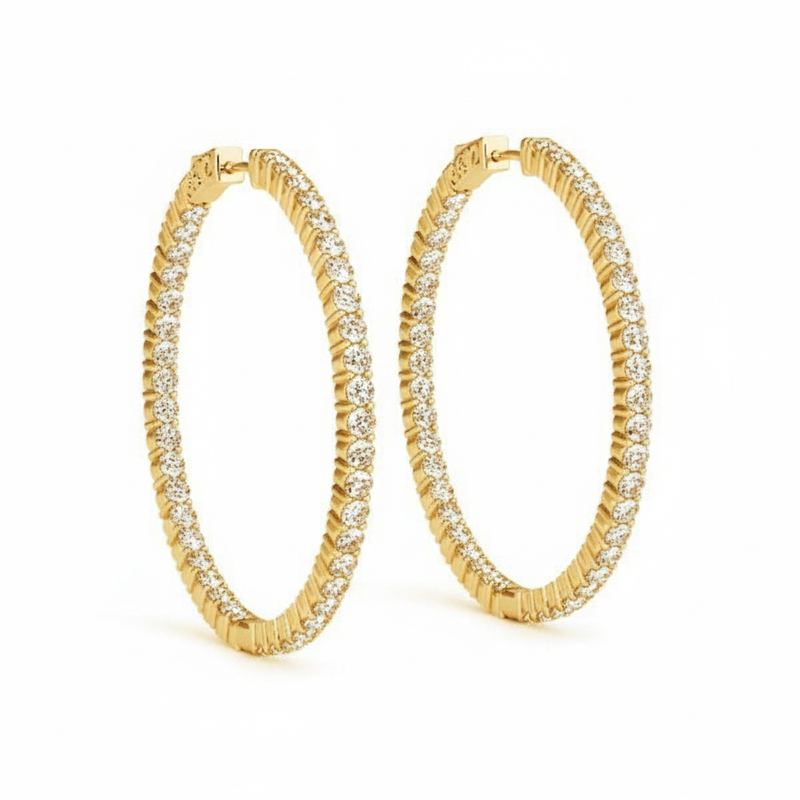 2 1/2 ctw 1.2 Inch 2 Prong Round Hoop-open Back — Yellow Gold