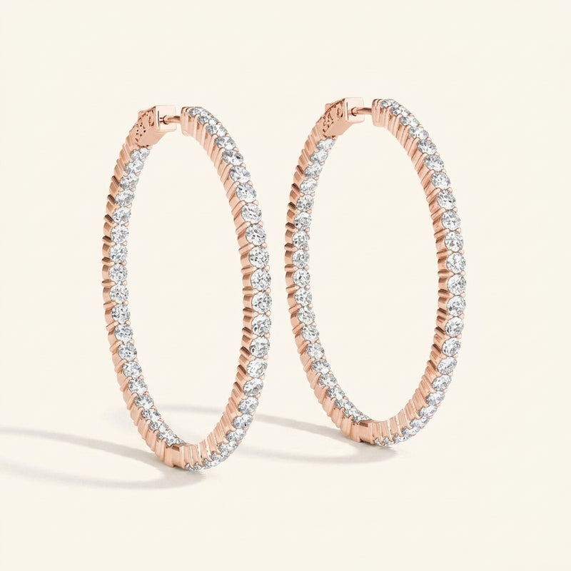 2 1/2 ctw 1.2 Inch 2 Prong Round Hoop-open Back — Rose Gold