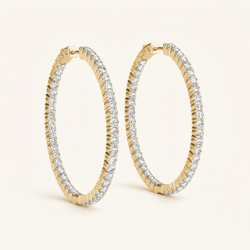 2 1/2 ctw 1.2 Inch 2 Prong Round Hoop-open Back — Yellow Gold