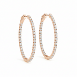 3/4 ctw 1.2 Inch 4 Prong Oval Hoop — Rose Gold