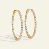 3/4 ctw 1.2 Inch 4 Prong Oval Hoop — Yellow Gold