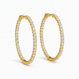 1/3 ctw 1.2 Inch 4 Prong Round Hoop — Yellow Gold