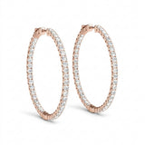 1/3 ctw 1.2 Inch 4 Prong Round Hoop — Rose Gold