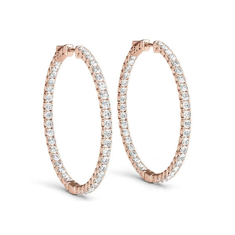 1/3 ctw 1.2 Inch 4 Prong Round Hoop — Rose Gold