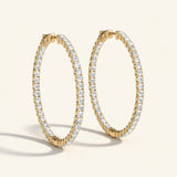1/3 ctw 1.2 Inch 4 Prong Round Hoop — Yellow Gold