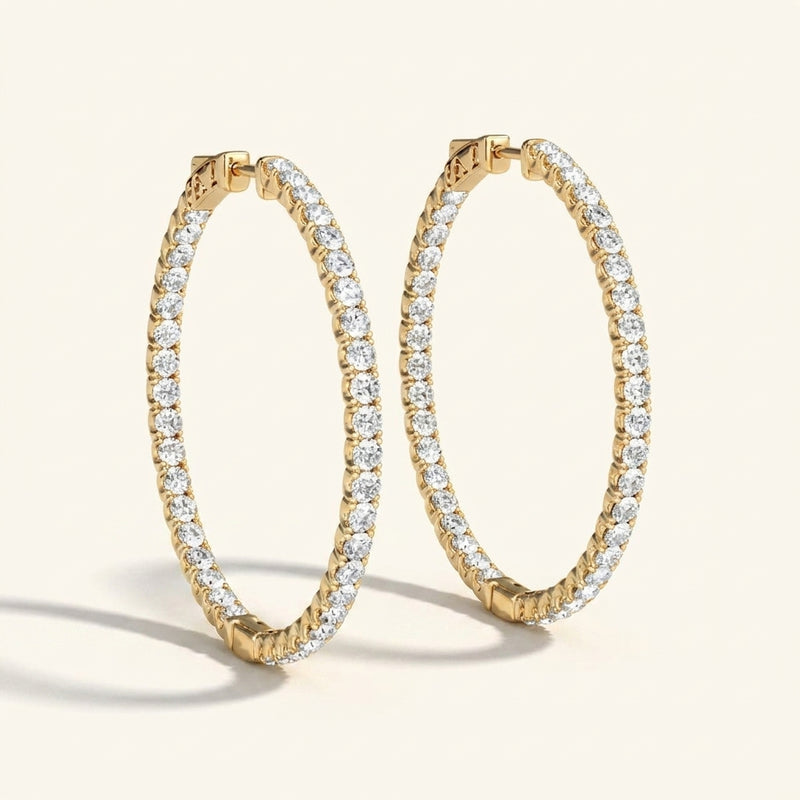 1/3 ctw 1.2 Inch 4 Prong Round Hoop — Yellow Gold