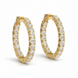 6 1/2 ctw 1.2 Inch 4 Prong Round Hoop — Yellow Gold