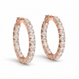 6 1/2 ctw 1.2 Inch 4 Prong Round Hoop — Rose Gold