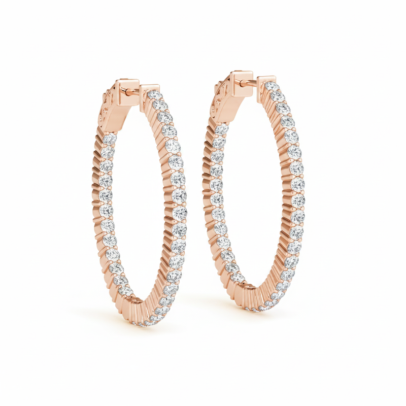 2 5/8 ctw 1.25 Inch 2 Prong Oval Hoop — Rose Gold