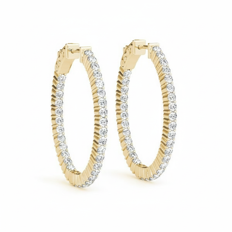 2 5/8 ctw 1.25 Inch 2 Prong Oval Hoop — Yellow Gold
