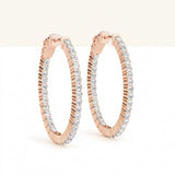2 5/8 ctw 1.25 Inch 2 Prong Oval Hoop — Rose Gold