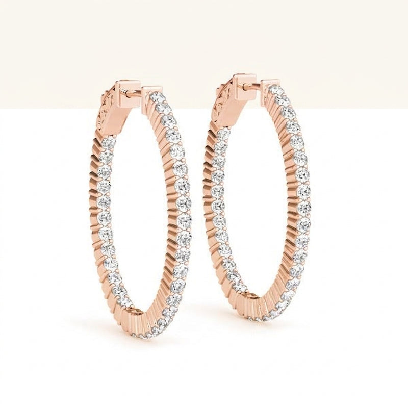 2 5/8 ctw 1.25 Inch 2 Prong Oval Hoop — Rose Gold