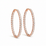 2 3/4 ctw 1.25 Inch 4 Prong Round Hoop — Rose Gold