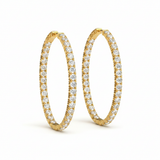 2 3/4 ctw 1.25 Inch 4 Prong Round Hoop — Yellow Gold