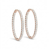 2 3/4 ctw 1.25 Inch 4 Prong Round Hoop — Rose Gold