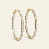 2 3/4 ctw 1.25 Inch 4 Prong Round Hoop — Yellow Gold