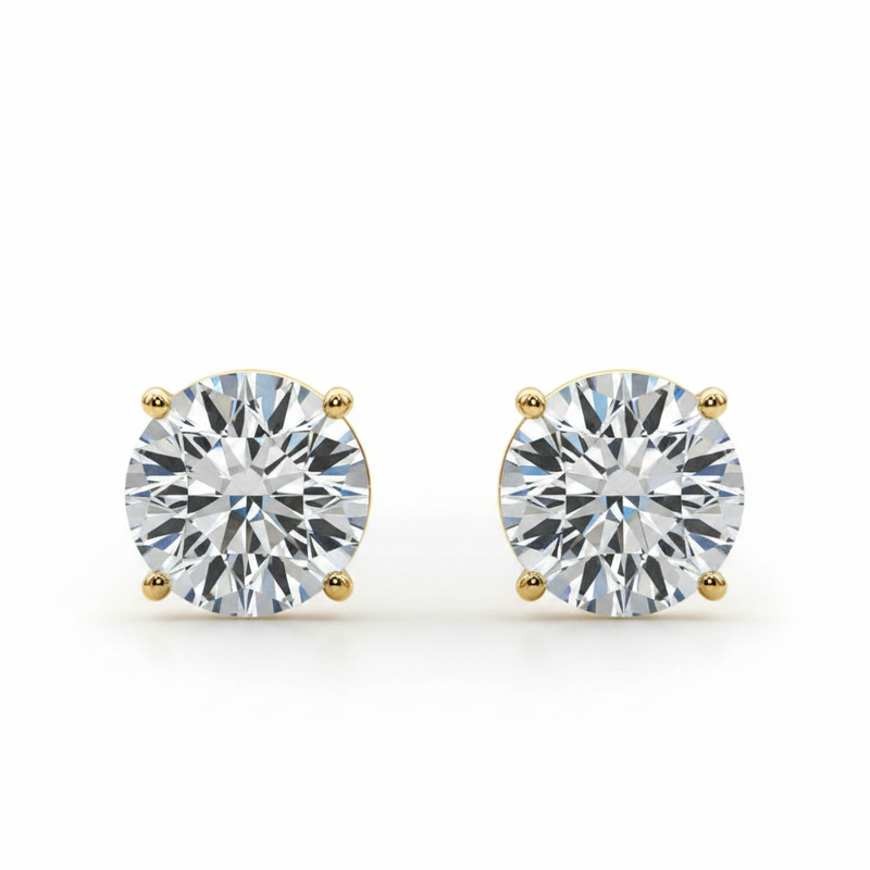(1/4 Cttw) 1/8ct 4 Prong Wire Stud Earring — Yellow Gold