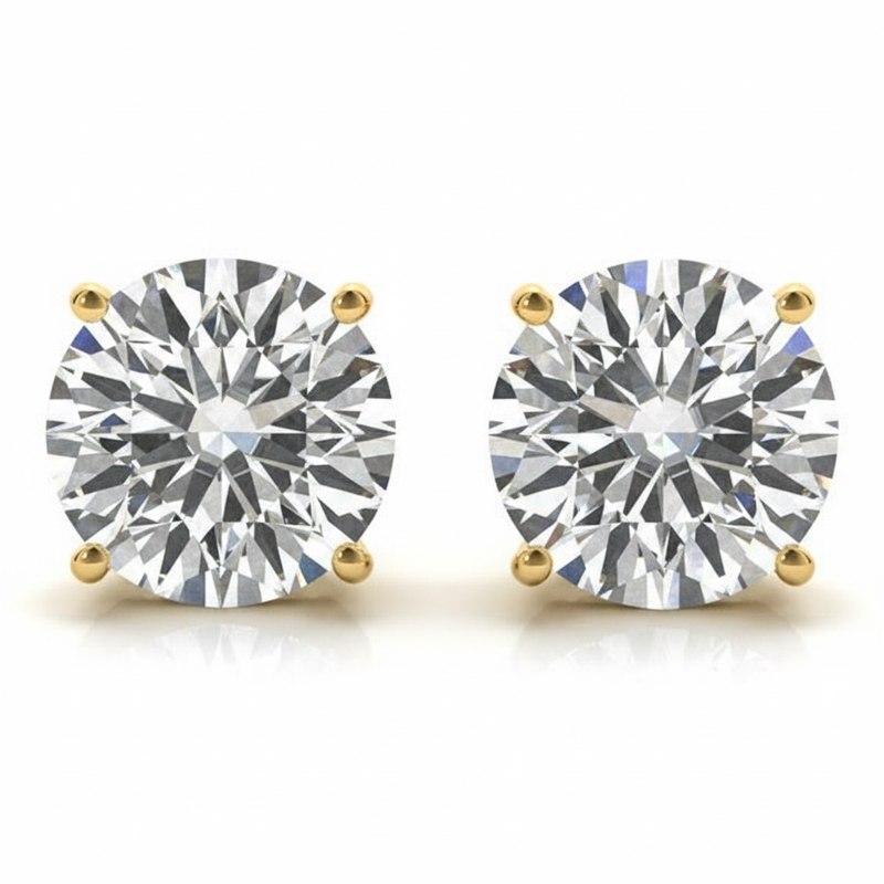(1/4 Cttw) .12 Ct 4 Prong Wire Earrings — Yellow Gold