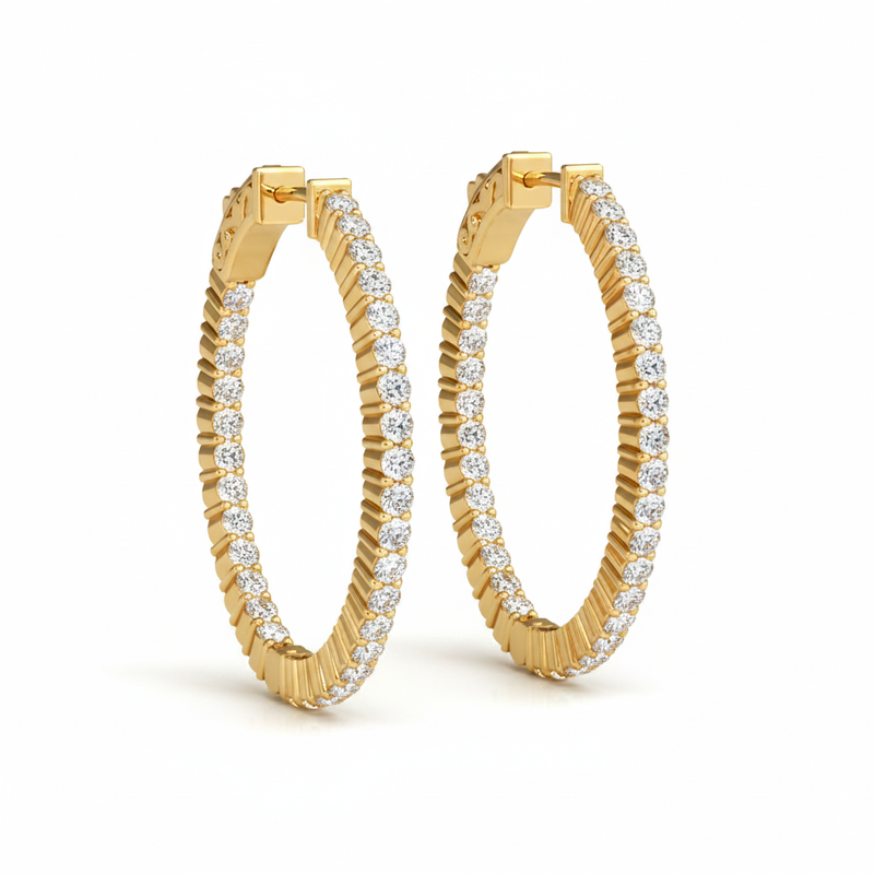 4 7/8 ctw 1.4 Inch 2 Prong Oval Hoop — Yellow Gold