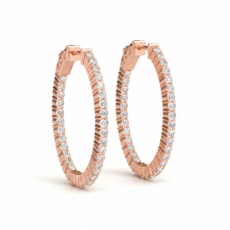 4 7/8 ctw 1.4 Inch 2 Prong Oval Hoop — Rose Gold