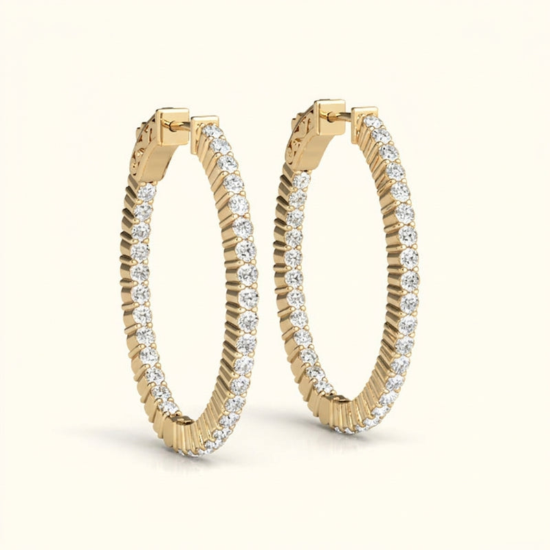 4 7/8 ctw 1.4 Inch 2 Prong Oval Hoop — Yellow Gold