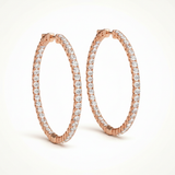 7/8 ctw 1.4 Inch 4 Prong Round Hoop — Rose Gold