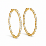 7/8 ctw 1.4 Inch 4 Prong Round Hoop — Yellow Gold
