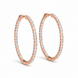 1 3/8 ctw 1.4 Inch 4 Prong Round Hoop — Rose Gold