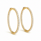1/2 ctw 1.4 Inch 4 Prong Roundd Hoop — Yellow Gold